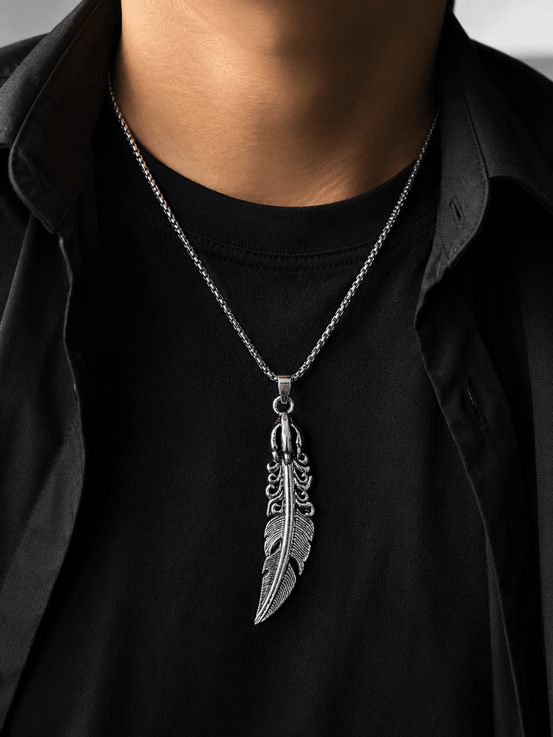 Vintage Stainless Steel Eagle Claw Feather Pendant