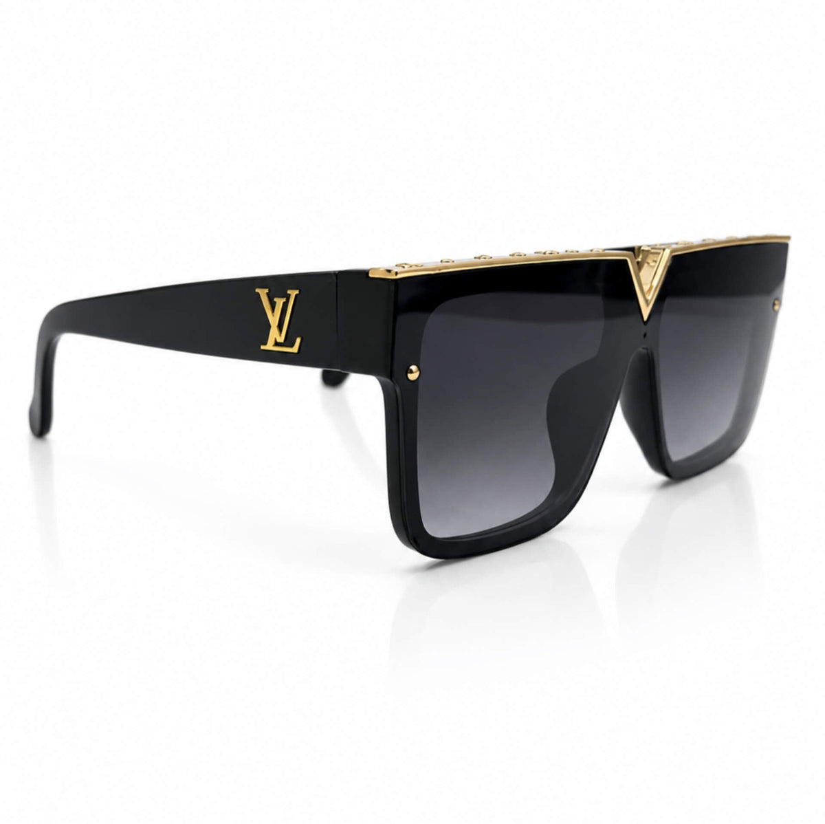 Millionaire Style Flat-Top Shield Sunglasses
