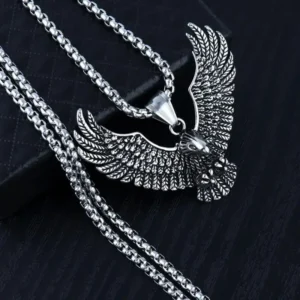 Silver Eagle Pendant Necklace For Men