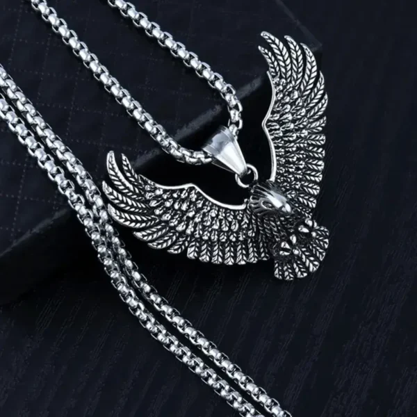 Silver Eagle Pendant Necklace For Men