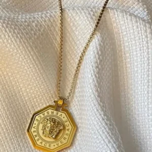 Gold Versace Pendant Necklace For Men