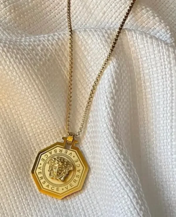 Gold Versace Pendant Necklace For Men