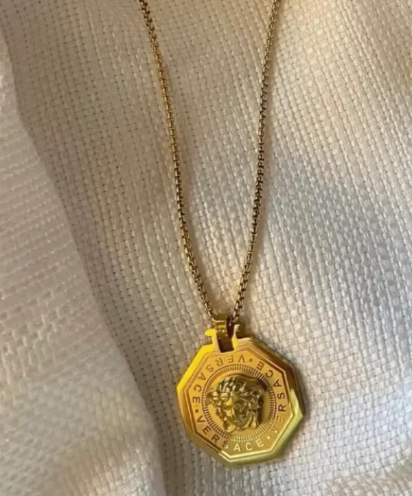 Gold Versace Pendant Necklace For Men - Image 4