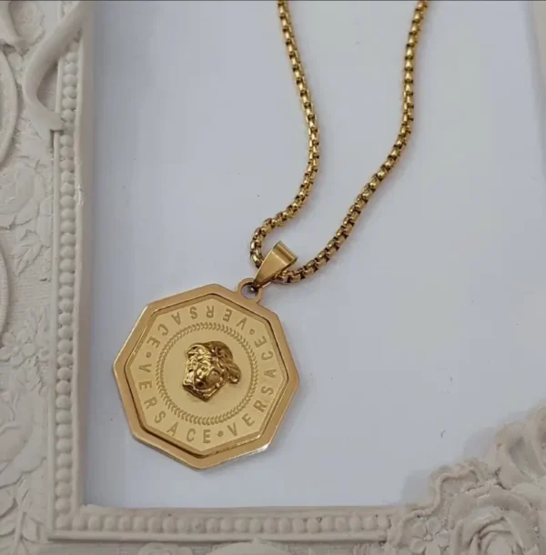 Gold Versace Pendant Necklace For Men - Image 3