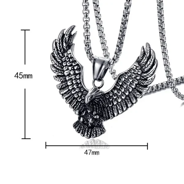 Silver Eagle Pendant Necklace For Men - Image 5