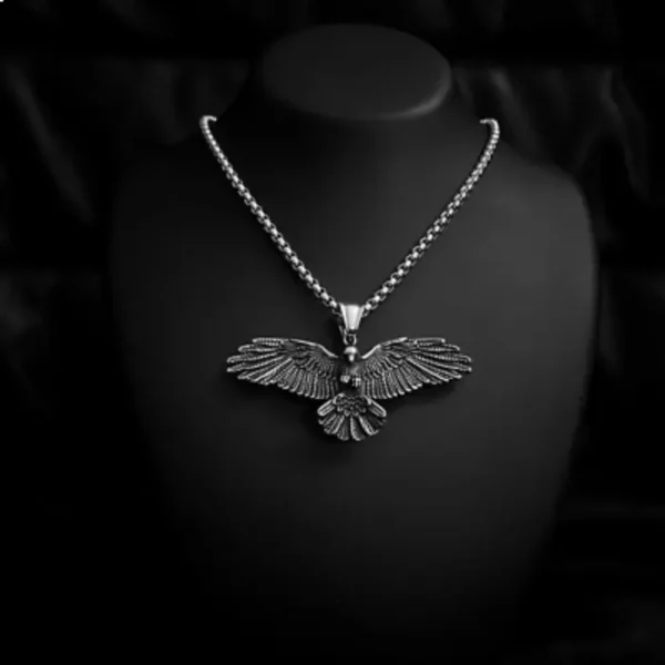 Silver Eagle Pendant Necklace For Men - Image 3