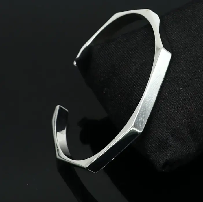Stainless Steel Hexagon Cuff Bangle 0001