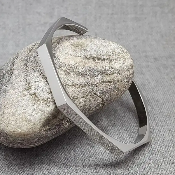 Stainless Steel Hexagon Cuff Bangle 0001