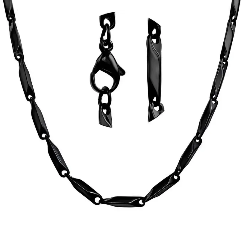 MartOx Stainless Steel Black Rice Chain For Men and Boys - Image 2