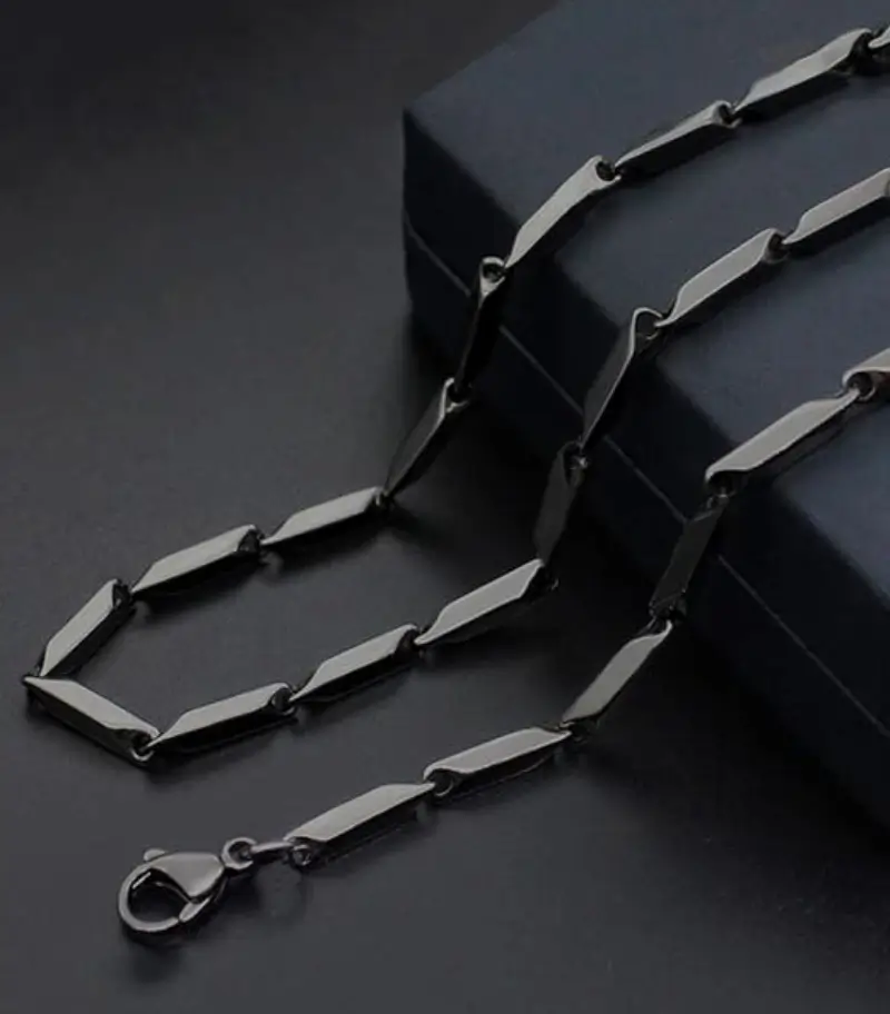 MartOx Stainless Steel Black Rice Chain For Men and Boys