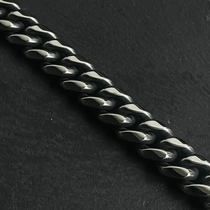 10mm Silver Stainless Steel Curb Link Chain Bracelet For Men - Image 3