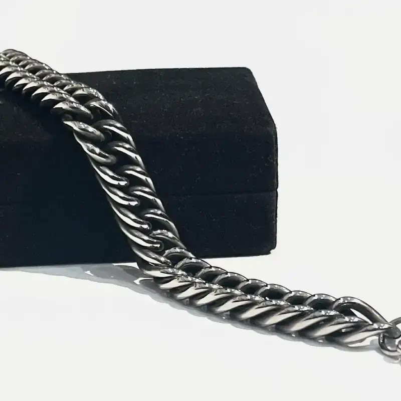 11mm Stainless Silver Double Cuban Chain Bracelet - Image 3