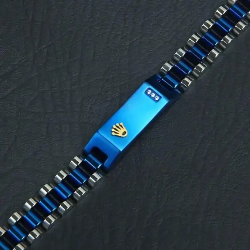 Blue & Silver Rolax Crown Jubilee Bracelet for Men - Image 4