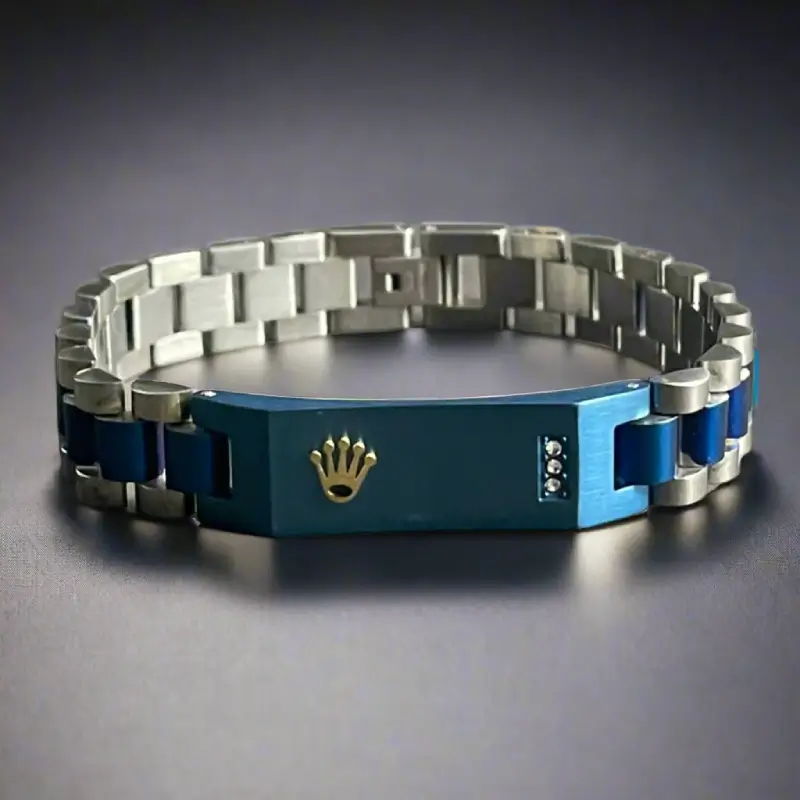 Blue & Silver Rolax Crown Jubilee Bracelet for Men