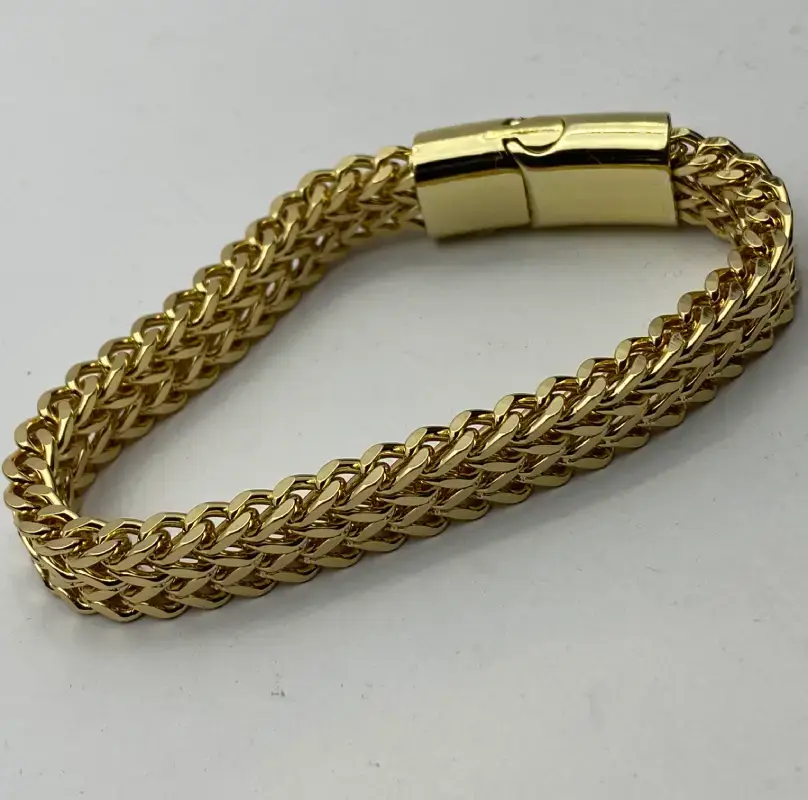 Golden Square Foxtail Double Chain Bracelet 0000004
