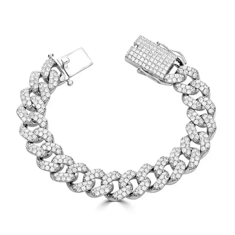 Ice Out Cuban Link Neck Chain Bracelet For men 0000003