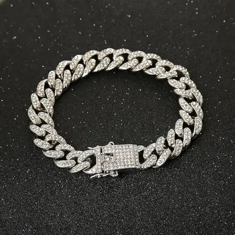 Ice Out Cuban Link Neck Chain Bracelet For men 0000003