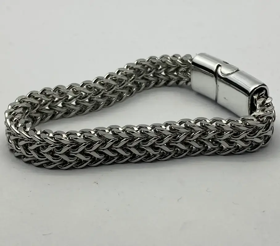 Silver Square Foxtail Double Chain Bracelet 0000004