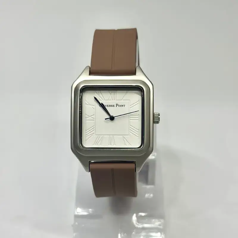 modern square face watch brown strap for men and women
