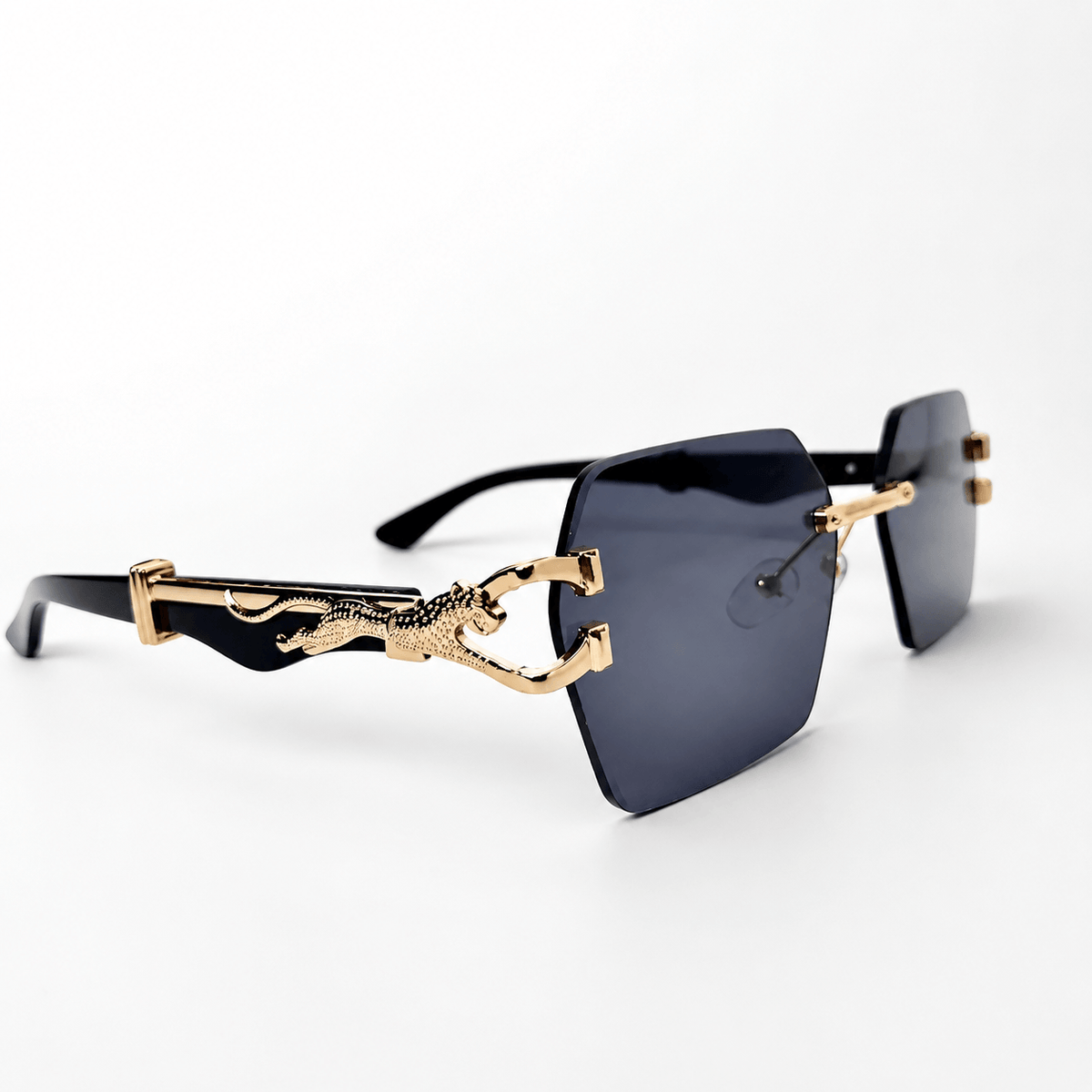 Panthere De Cartier Bevel-Cut Square Sunglasses