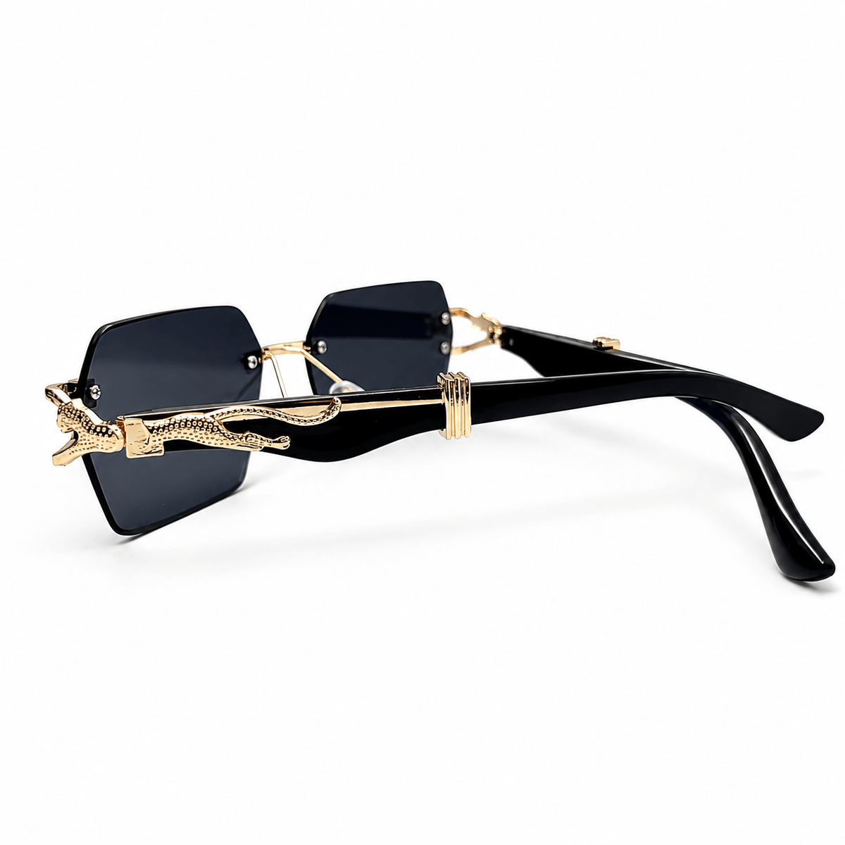 Panthere De Cartier Bevel-Cut Square Sunglasses
