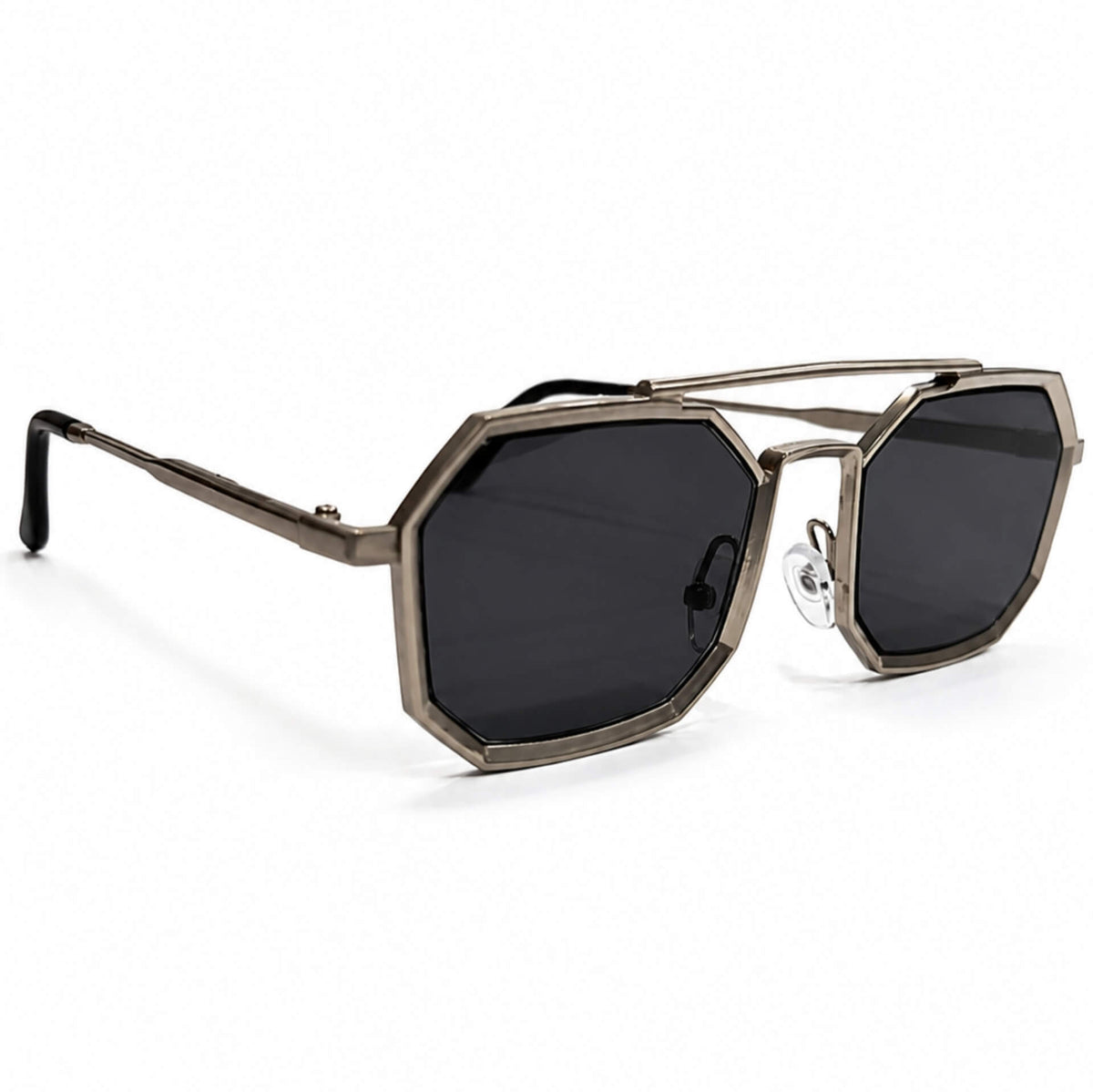 Octagon Alloy Frame Double-Bridge Aviator Sunglasses