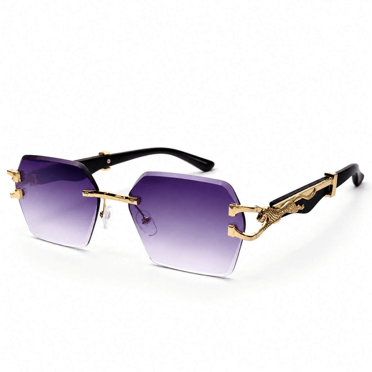 Panthere De Cartier Bevel-Cut Square Sunglasses