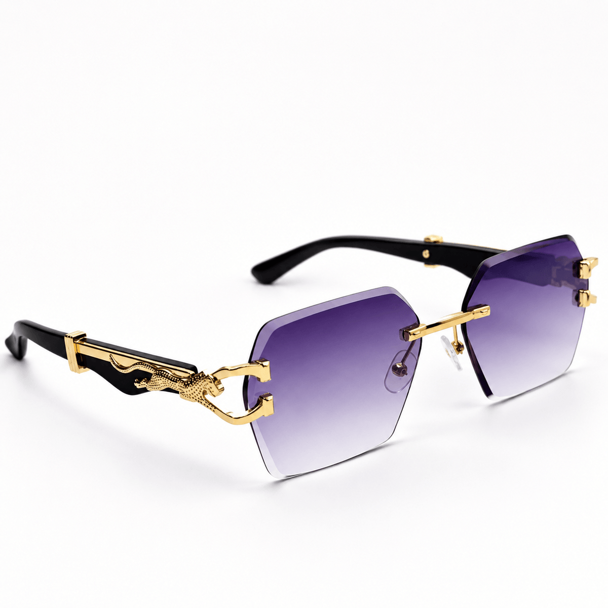 Panthere De Cartier Bevel-Cut Square Sunglasses
