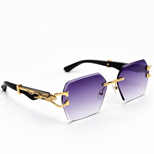 Panthere De Cartier Bevel-Cut Square Sunglasses