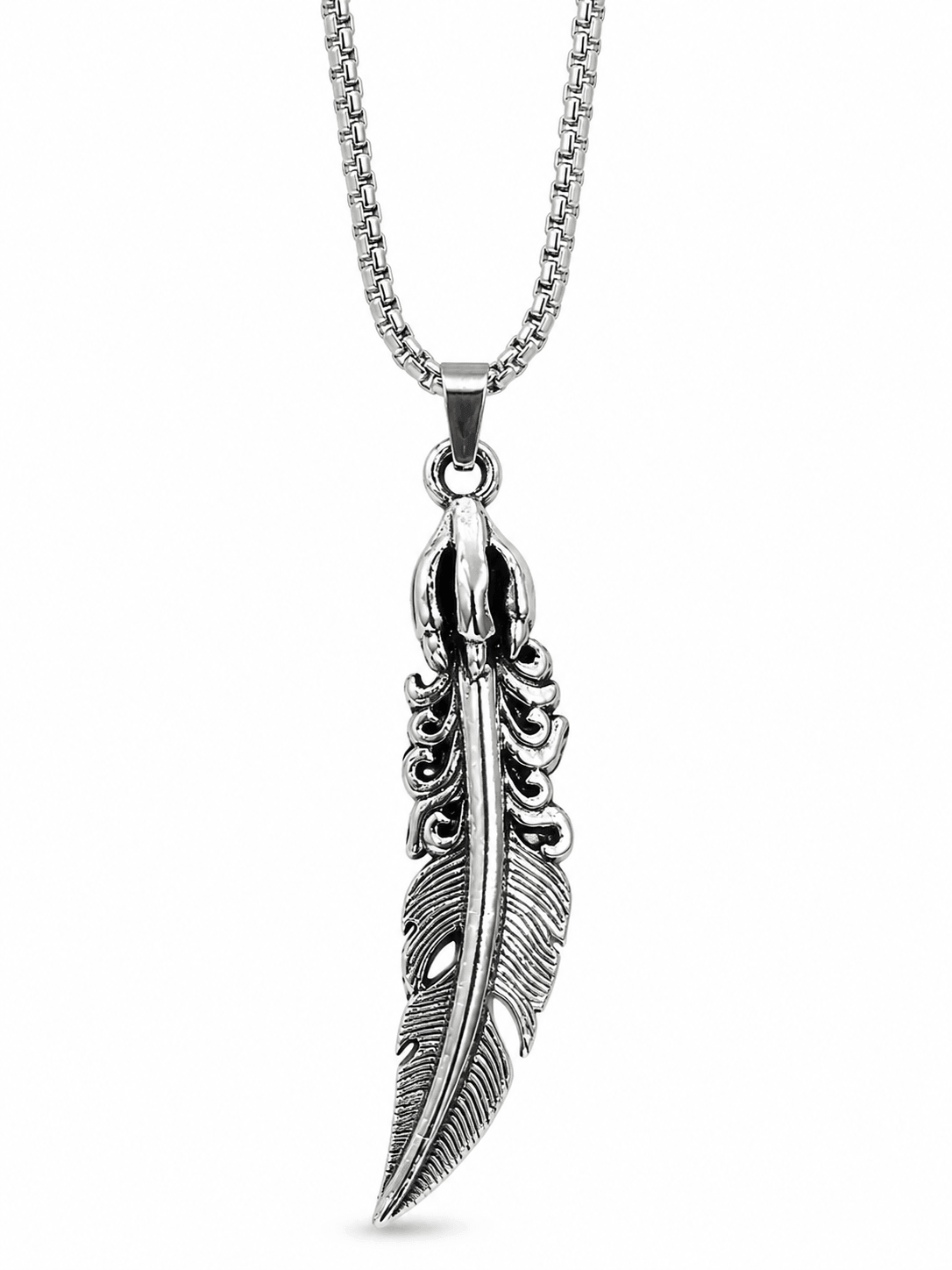 Vintage Stainless Steel Eagle Claw Feather Pendant
