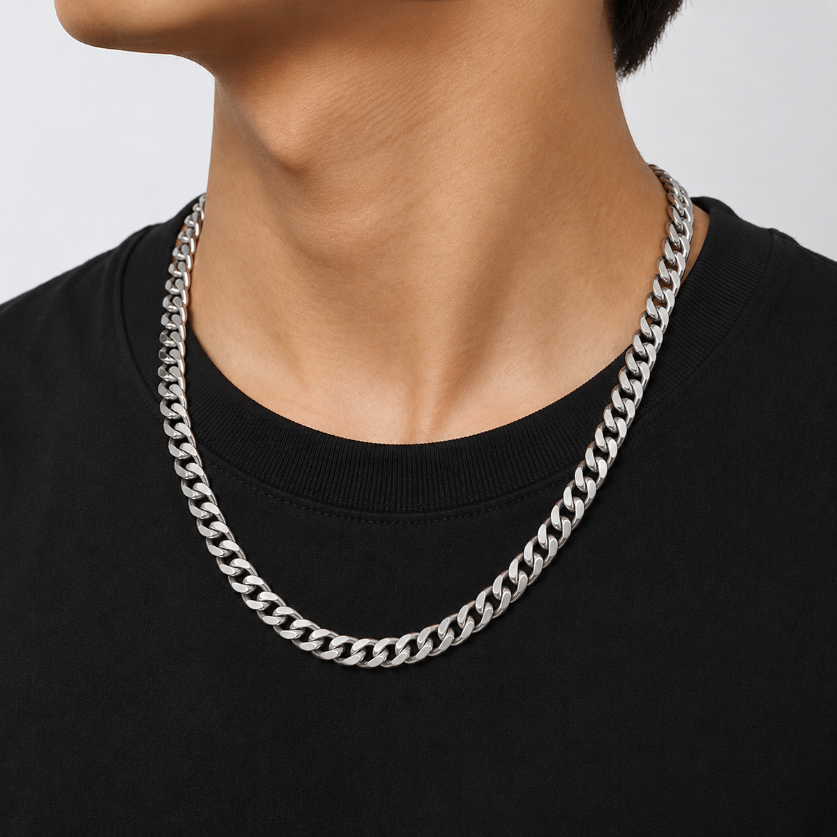 6mm Silver Cuban Neck Chain