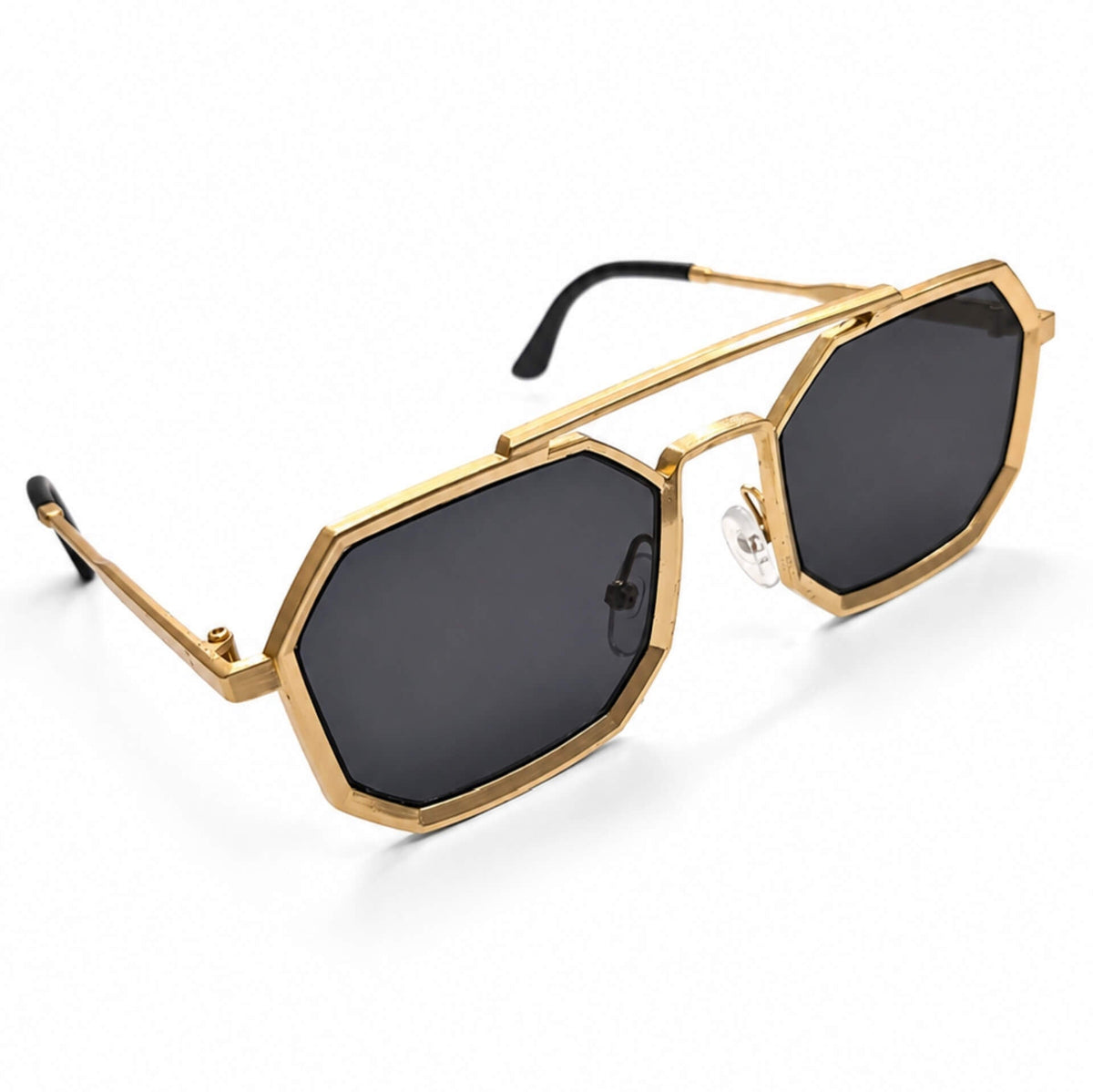 Octagon Alloy Frame Double-Bridge Aviator Sunglasses