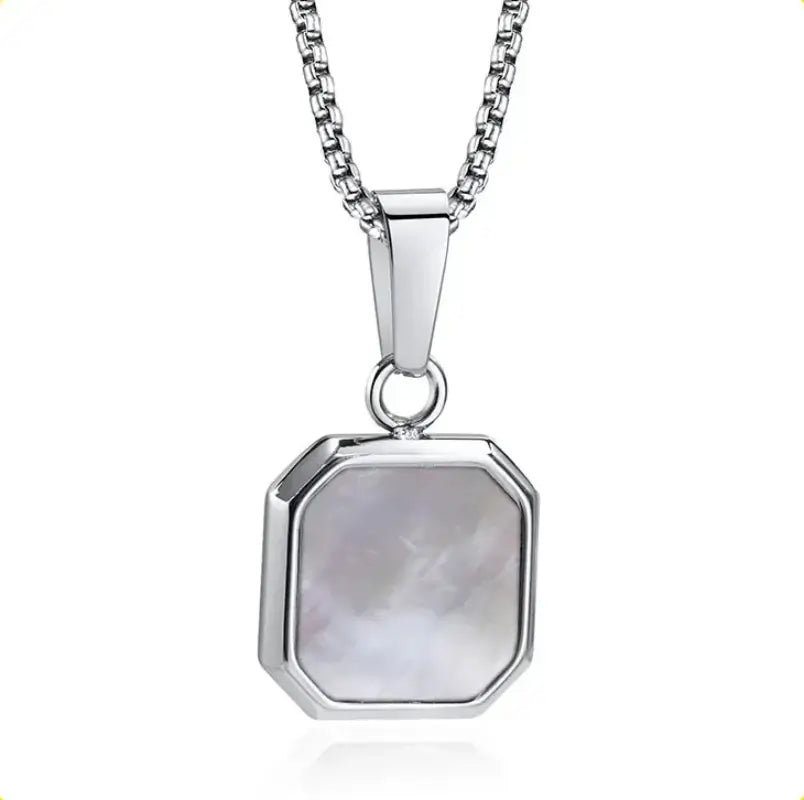 White & Black Double side square Pendant