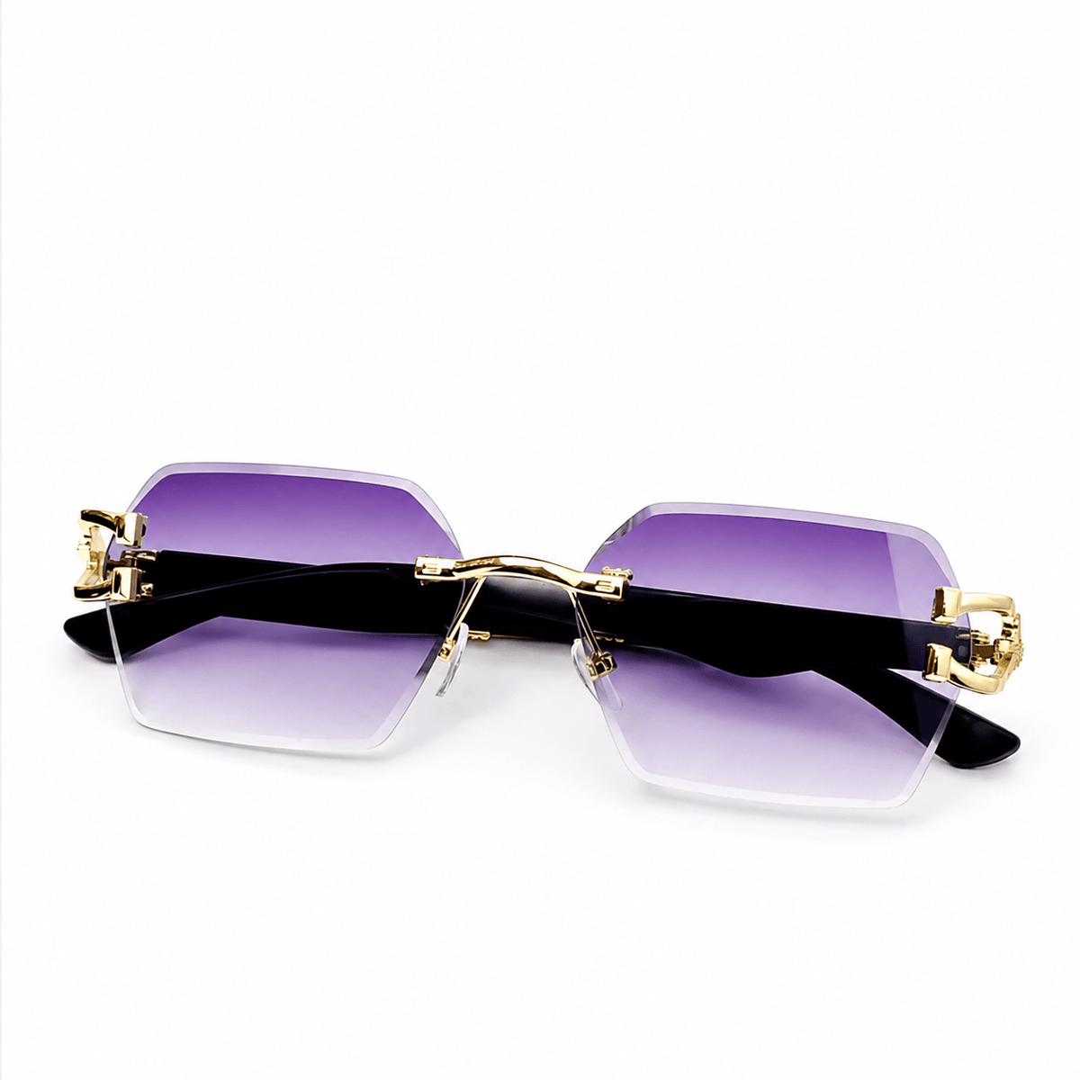 Panthere De Cartier Bevel-Cut Square Sunglasses