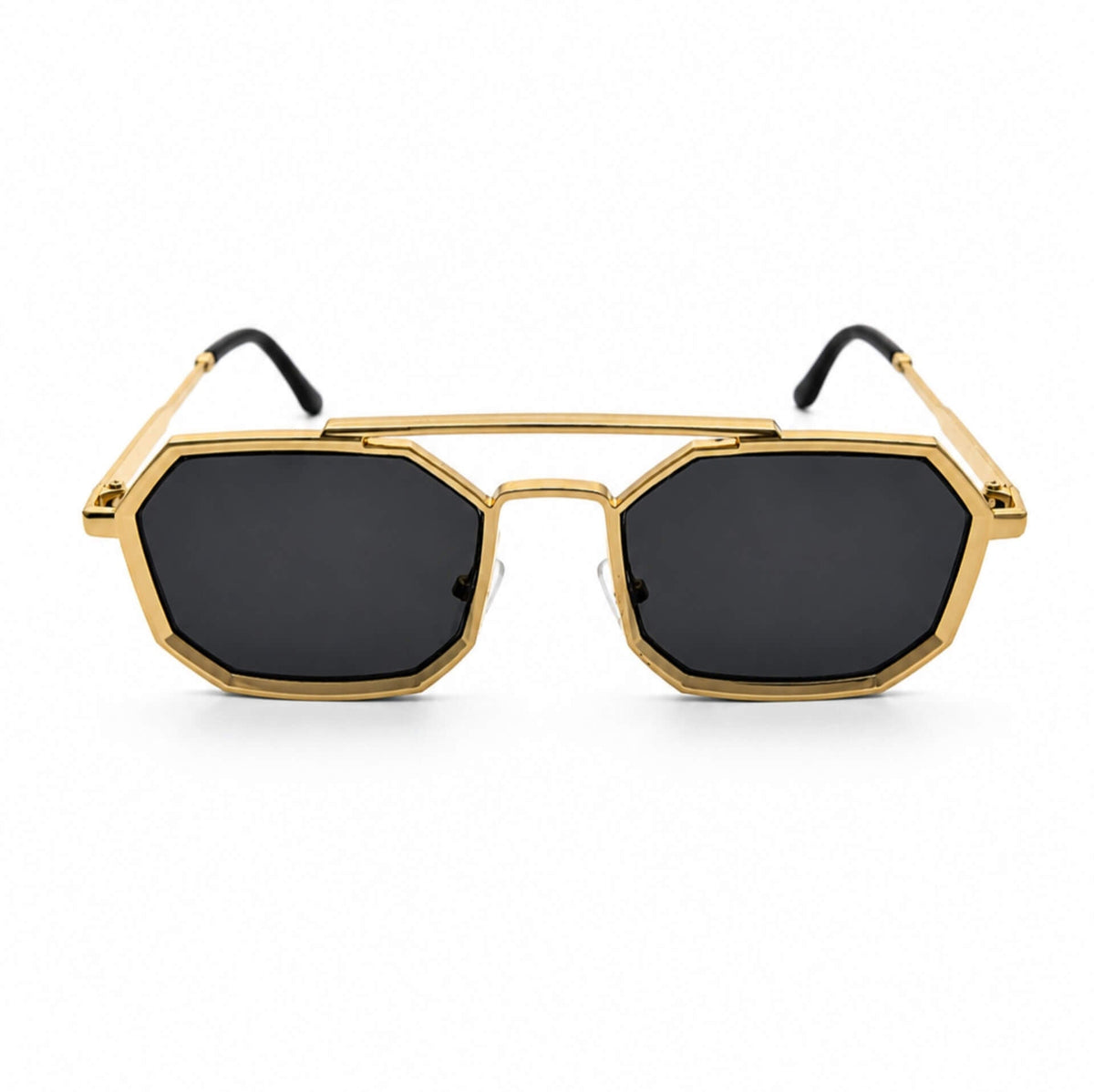 Octagon Alloy Frame Double-Bridge Aviator Sunglasses