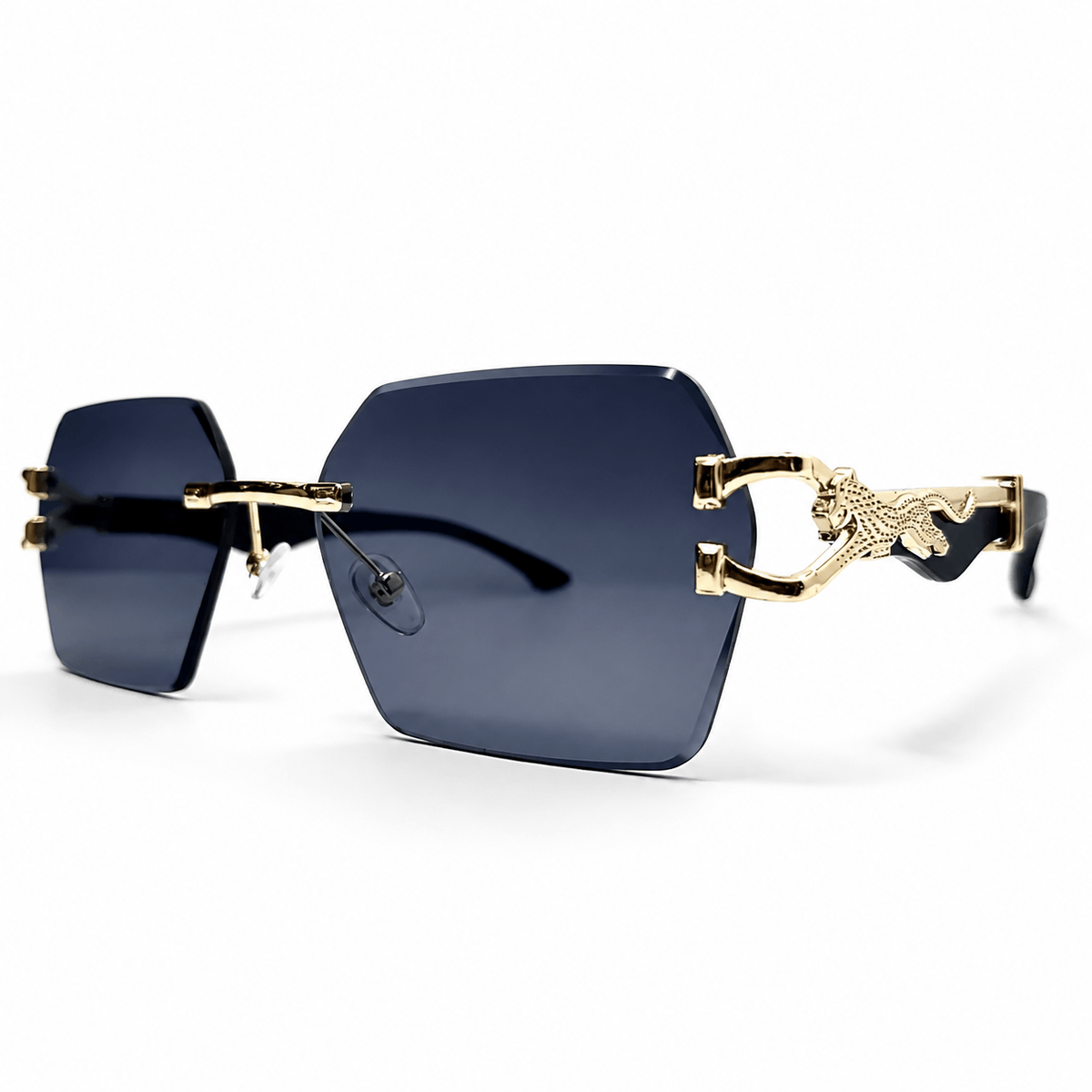 Panthere De Cartier Bevel-Cut Square Sunglasses