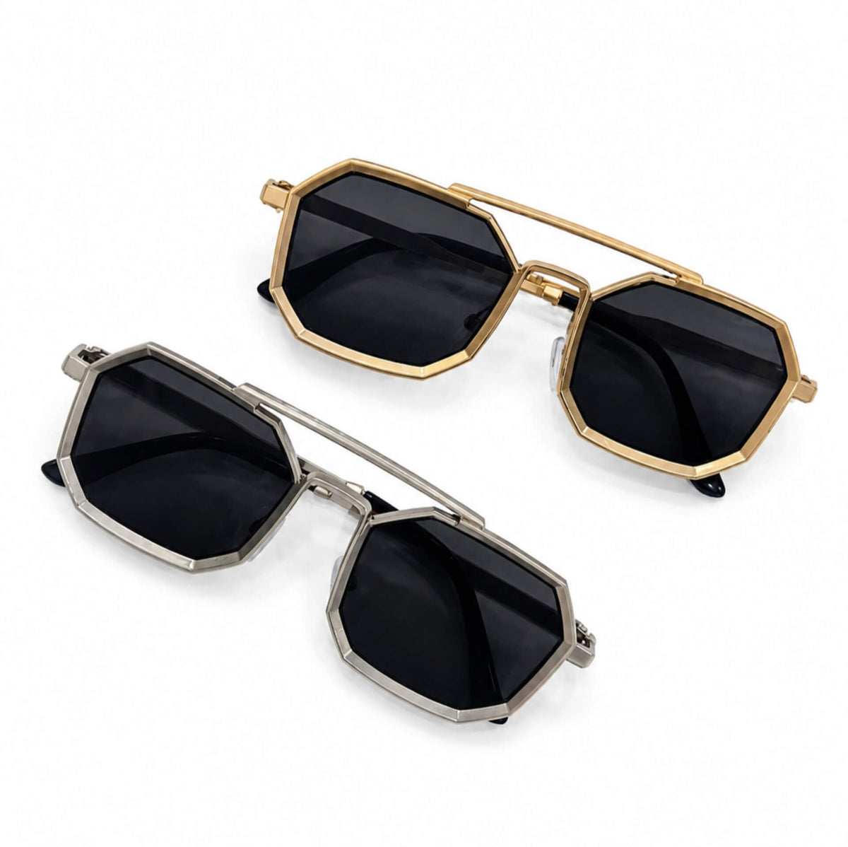 Octagon Alloy Frame Double-Bridge Aviator Sunglasses