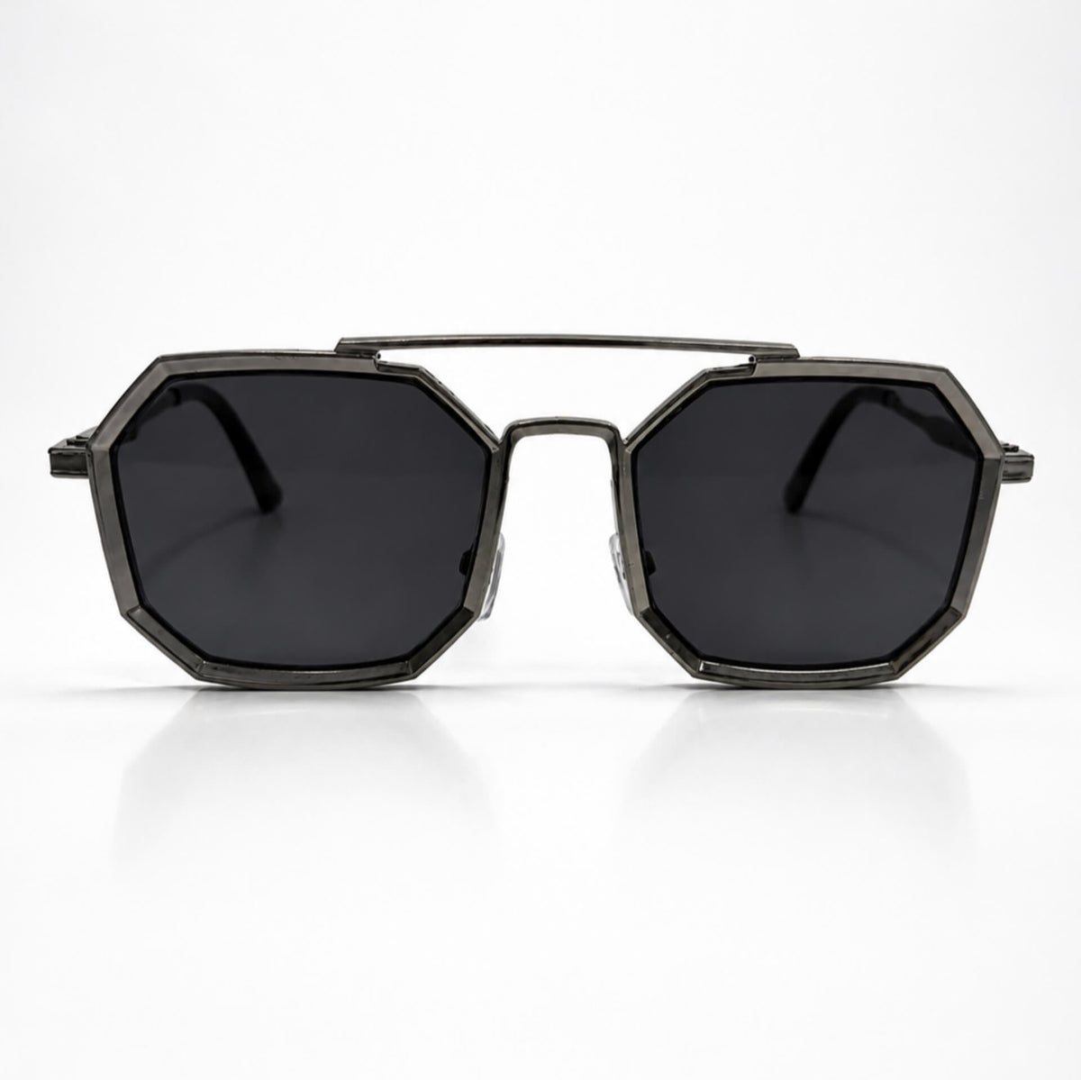 Octagon Alloy Frame Double-Bridge Aviator Sunglasses