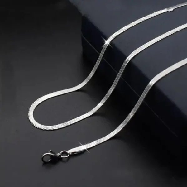 MartOx 3mm Silver Flat Snake Neck Chain