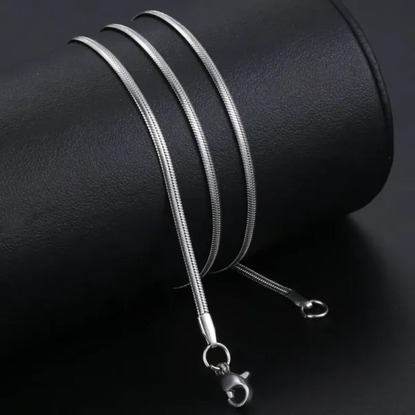 MartOx 3mm Silver Flat Snake Neck Chain - Image 3