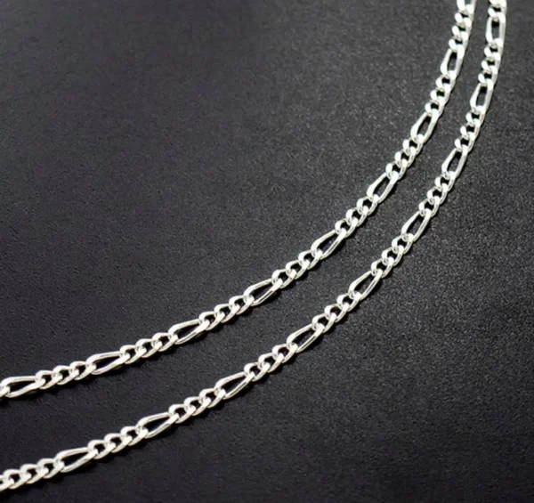 MartOx 3mm Figaro Neck Chain For Men Silver - Image 4
