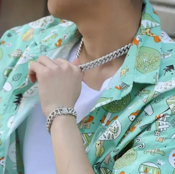 MartOx 14mm Silver Iced Out Miami Cuban Neck Chain - Image 5