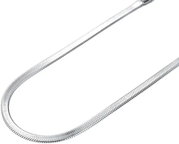 MartOx 3mm Silver Flat Snake Neck Chain - Image 4