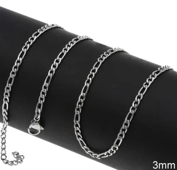 MartOx 3mm Figaro Neck Chain For Men Silver