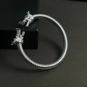 MartOx Alpha Dragon Silver Steel Bracelet for Men