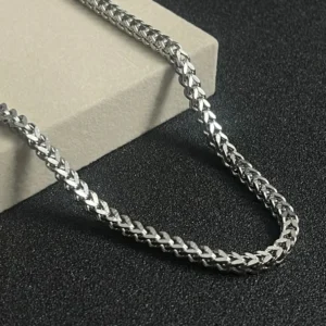 MartOx 3mm Foxtail Neck Chain For Men Silver