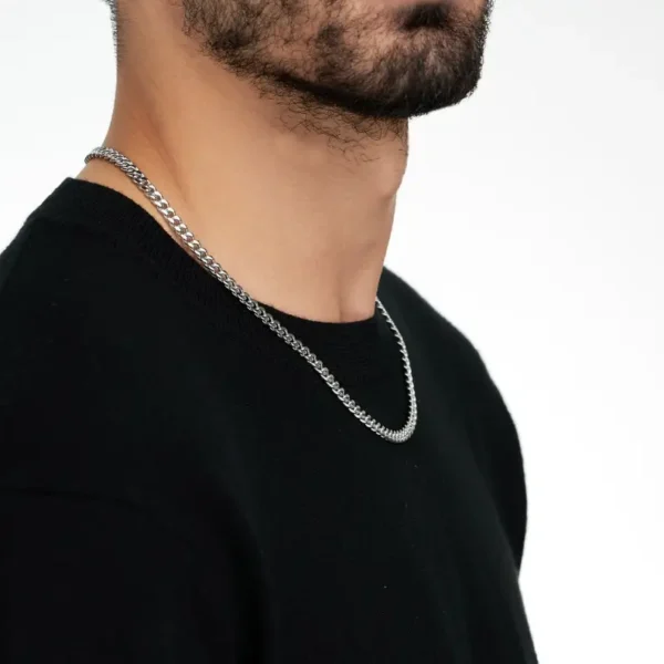 MartOx 4mm Silver Curb Neck Chain For Men & Women - Image 5