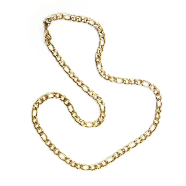 MartOx 3mm Figaro Neck Chain For Men Gold - Image 2