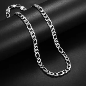 5mm Silver Figaro Neck Chain For Men