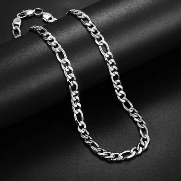5mm Silver Figaro Neck Chain For Men